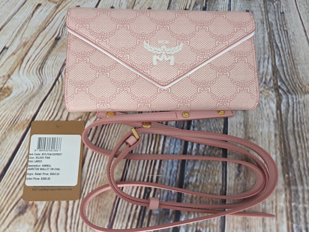 MCM Himmel Crossbody Wallet in Lauretos NEW Silver Pink - Picture 2 of 8